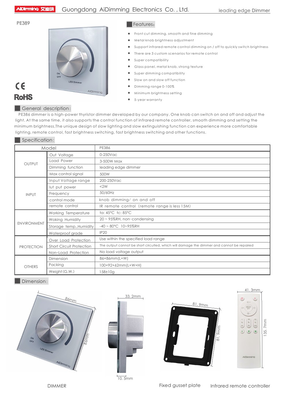 Triac LED Dimmer PE386